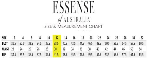 essense of australia wedding dress size chart
