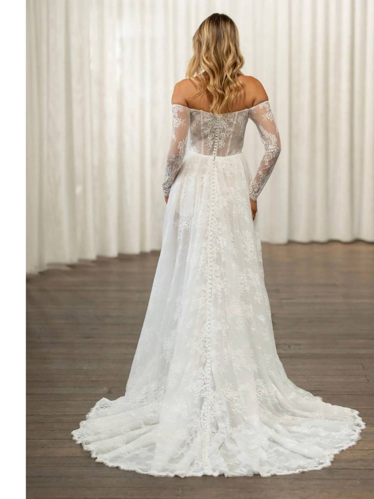 Madi Lane Trina Wedding Dress Modern Chantilly Lace A-Line with