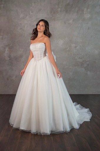 Essense of Australia Style #D4322 #0 default (IV-PL) IVORY GOWN W PORCELAIN TULLE ILLUSION AND PLUNGE thumbnail