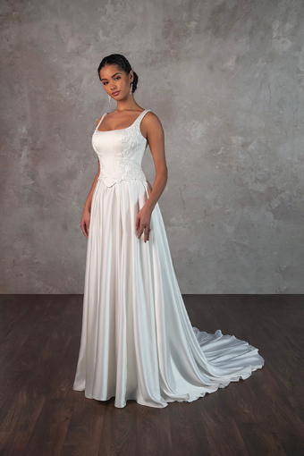 Essense of Australia Style #D4290 - Satin only/tie up back #0 default Ivory thumbnail