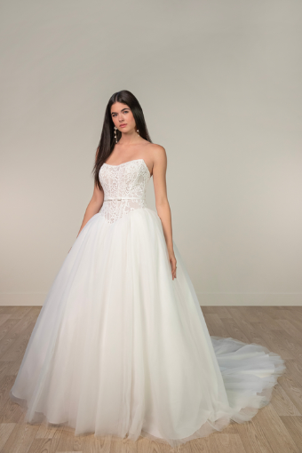 Stella York Style #SY8189 #0 default (IV-BC) IVORY LACE AND TULLE OVER BISCOTTI GOWN W BISCOTTI SATIN BELT thumbnail