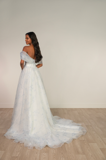 Stella York Style #SY8215+ #1 (FB-IV) FRENCH BLUE FLORAL PRINTED ORGANZA OVER IVORY GOWN thumbnail