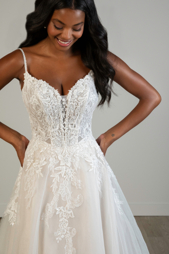 Stella York Style #SY8293 #2 default (IVBC-PL) IVORY LACE & TULLE OVER BISCOTTI GWN W PORCELAIN TULLE PLUNGE thumbnail