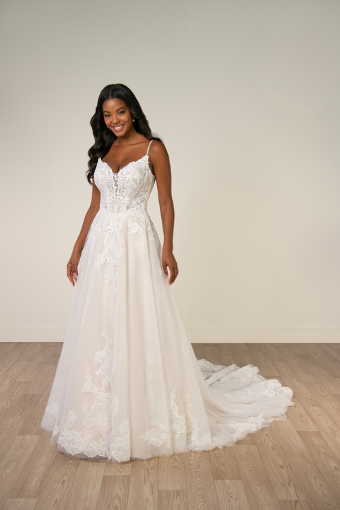 Stella York Style #SY8293 #0 default (IVBC-PL) IVORY LACE & TULLE OVER BISCOTTI GWN W PORCELAIN TULLE PLUNGE thumbnail