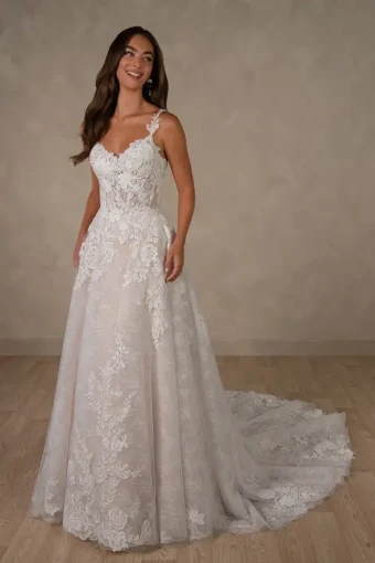 Essense of Australia Style #D4667 #0 default (IV-BC) Ivory Lace and Tulle over Biscotti Gown thumbnail