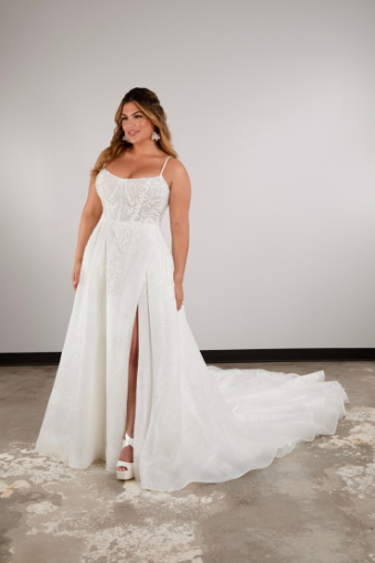 Essense of Australia Style #D3812 #3 (IV-BC) Ivory Lace Tulle & Biscotti Regal Organza over Biscotti Gown thumbnail